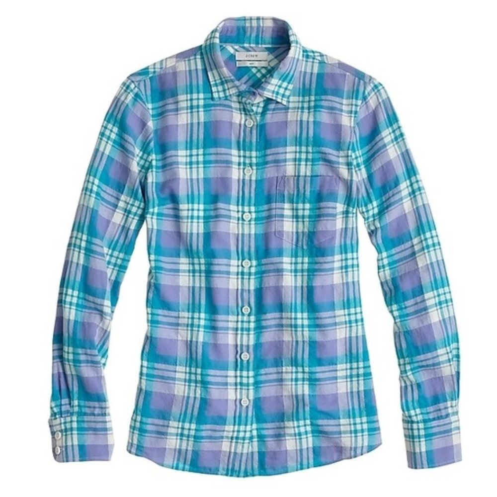 J. Crew Plaid Flannel Boy Button Down Shirt